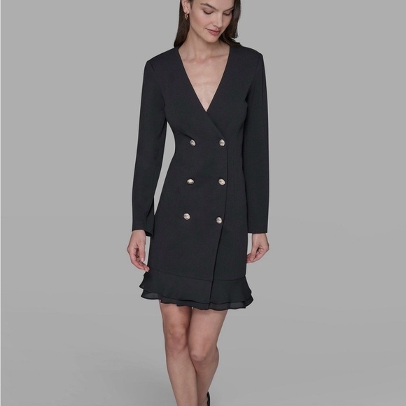 Karl Lagerfeld Paris Women's Double-Breasted Jacket Dress 12 - Picture 4 of 4